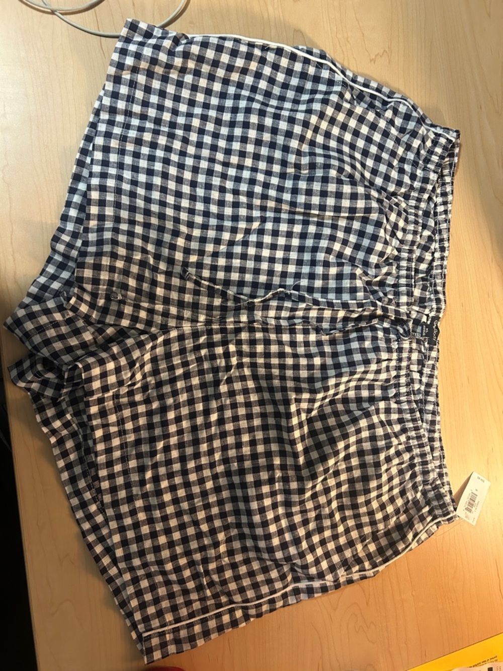 GapBody Navy and White Gingham Elastic Waist Shorts
